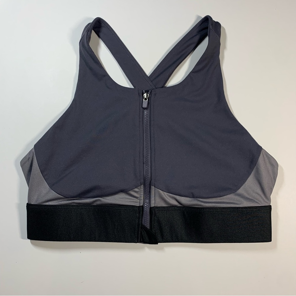 Fabletics grey no bounce front zip sports bra